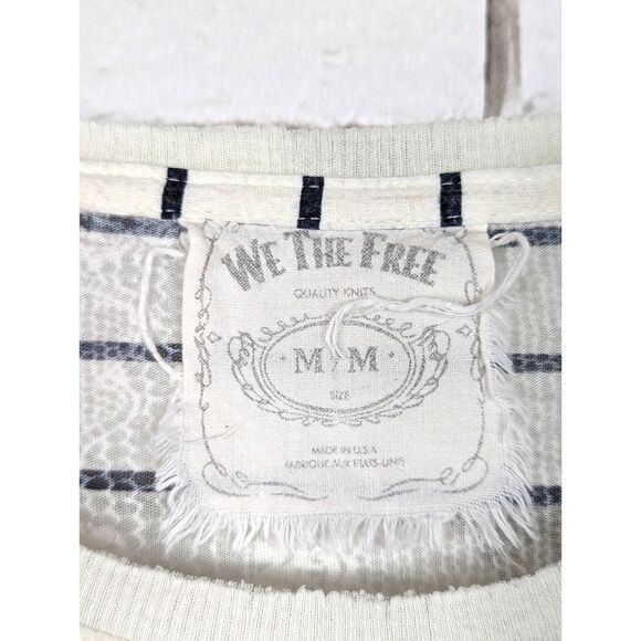 FREE PEOPLE We the Free Lace-Embossed Burnout Slub Knit Striped Top Medium - Picture 7 of 7